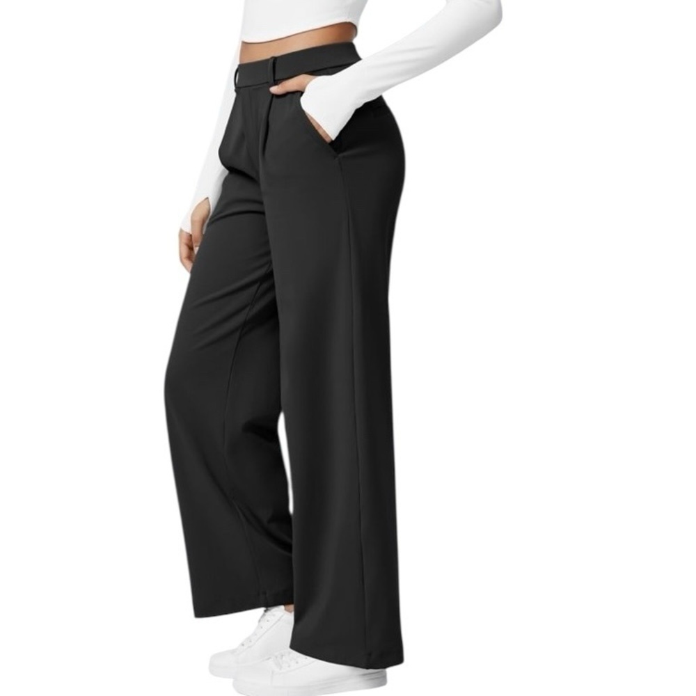 🆕 Halara High Rise Pants Wide Leg Slipon Dress Travel Office Sport Yoga BLK XL P
